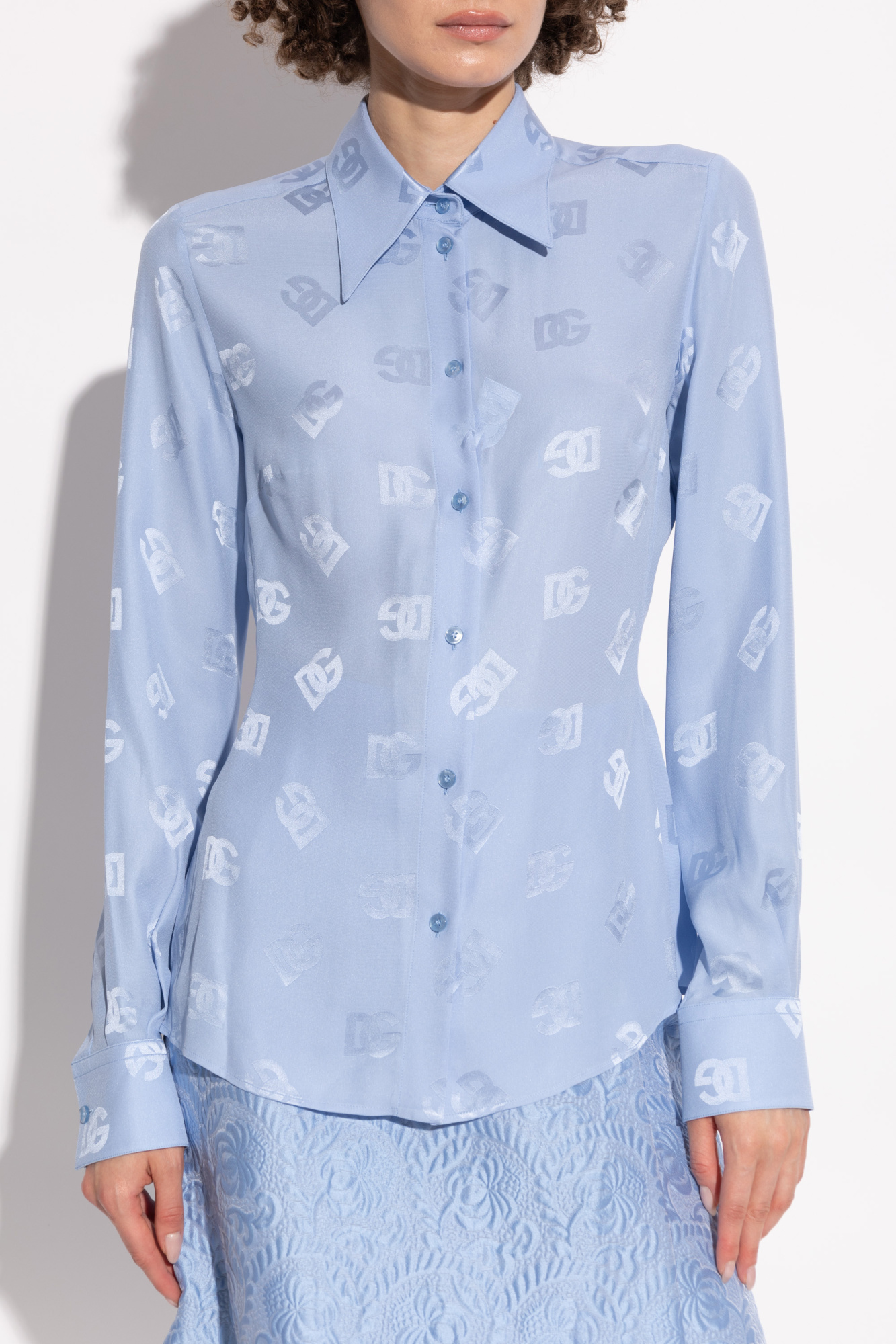 ジャケット Dolce & Gabbana Light blue lace pyjama shirt dolce-gabbana-all-over-logo-